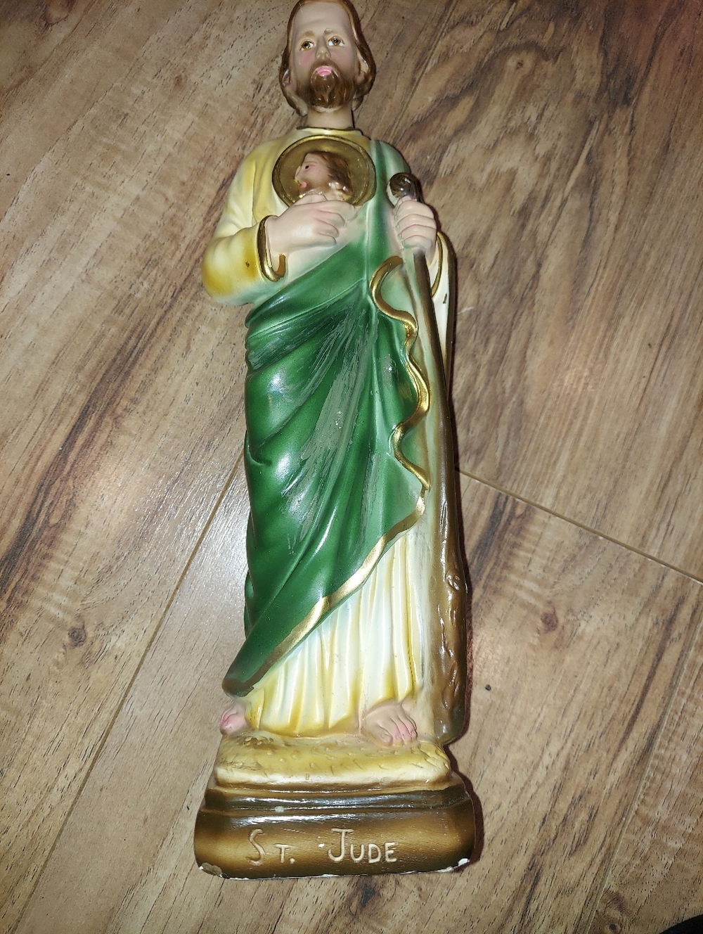 OLD RELIGIOUS CHALKWARE ST JUDE STATUE ITALY NICE See Photos. Touch Up Paint 12"